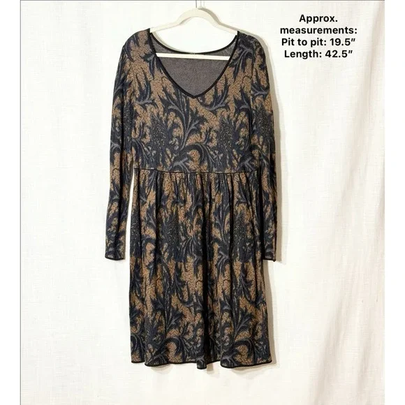 Peruvian Connection Martella Pima Cotton Jacquard Midi Dress XL Dark Academia - Picture 4 of 9